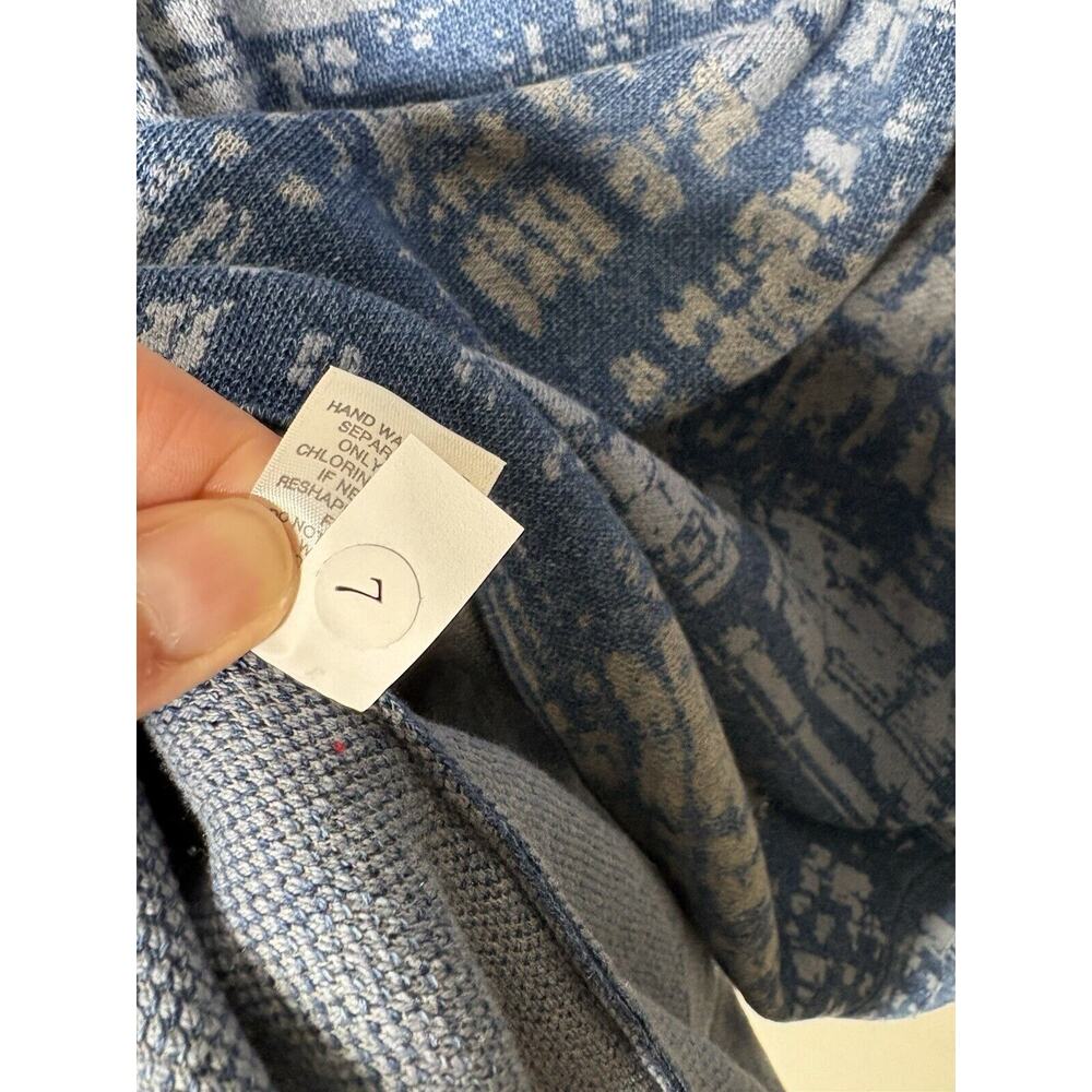 Blue Patterned Open-Front Women's Cardigan Sweater - Picture 7 of 8